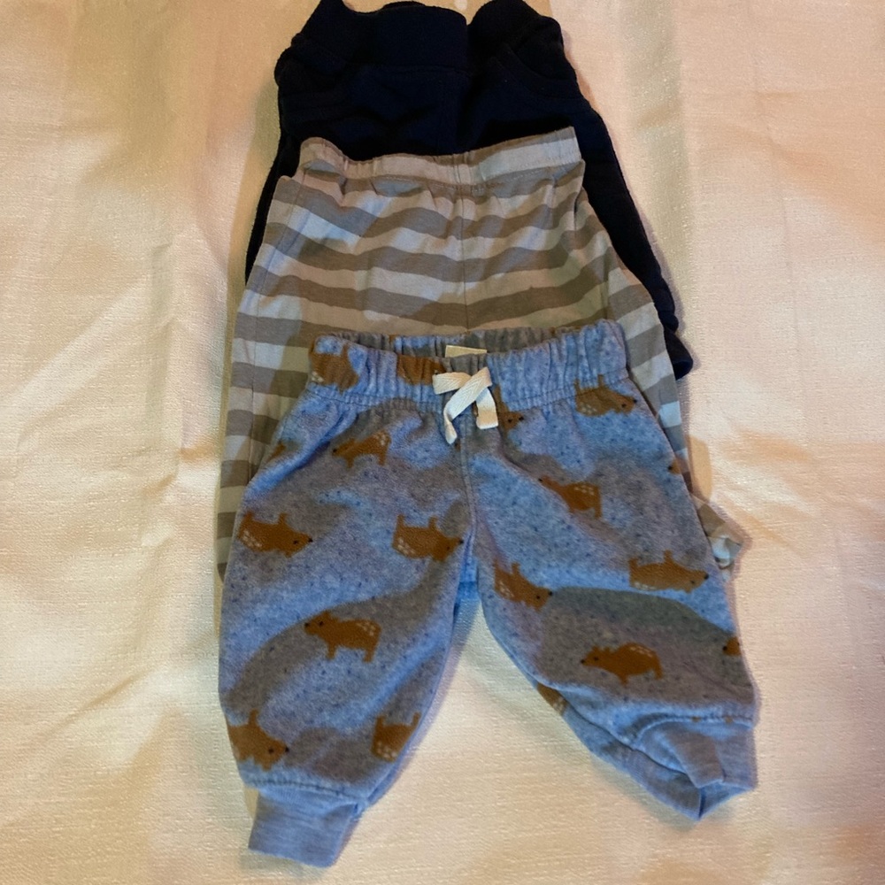 Baby Boys Bundle of 3 Pants 0-3mo